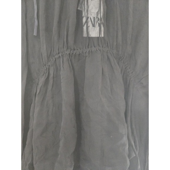 Zara Sheer Multi-Position Long Sleeve Tie Neck Blouse Black Size M NWT - Picture 7 of 14